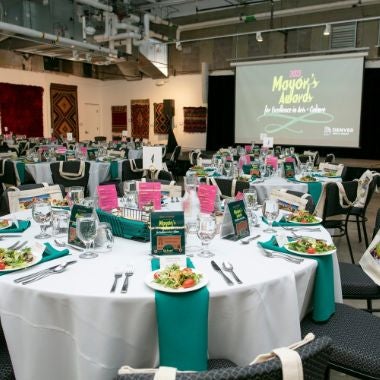 2023 Mayor's Awards tables, photo by Bear Gutierrez, 380x380