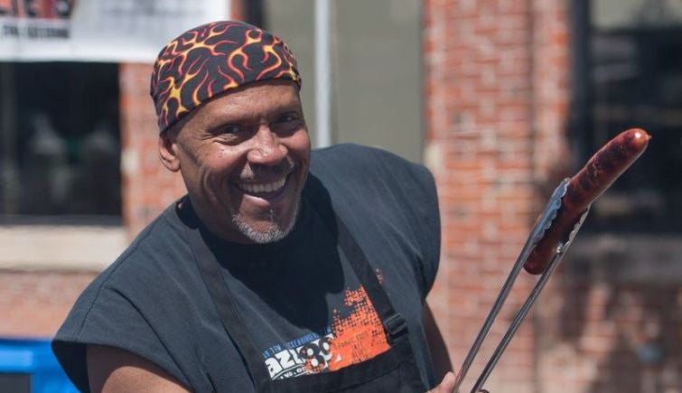 FivePointsJazz17-1990, sausage vendor, photo by Steve Hostetler 755x435.jpg